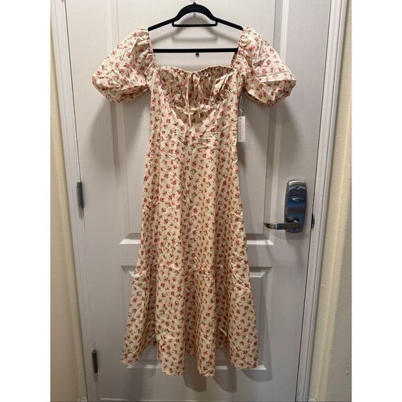 MOON RIVER Women's SWEETHEART NECK PUFF SLEEVE MIDI DRESS. Size S NWT NWT - Picture 2 of 6